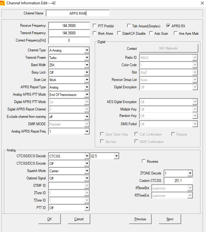 APRS setup Anytone D878UV